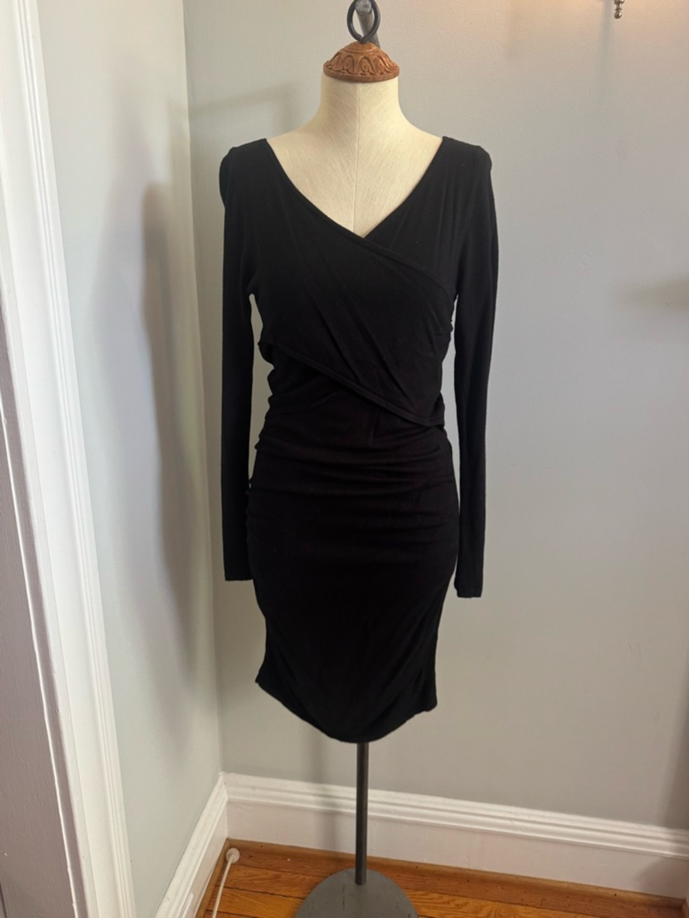 Express Black Long-Sleeve Wrap-Style Bodycon Dress